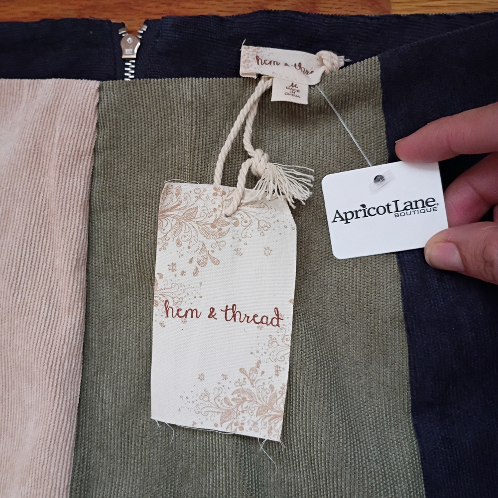 Hem & Thread Mini Skirt Spring  Colorblock Corduroy Zipper Closure Medium - Picture 4 of 15